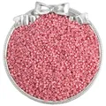Bulk pink cylindrical glass beads for DIY jewelry making in a decorative silver bow tray - 10g/Pack / 1.6mm / Deep Pink