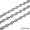 Dark grey stainless steel coffee bean chain jewelry accessory 0.5 meter per bag pack - Pig Nose (Figure-8) Hydraulic Chain