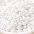 Perle di vetro finto bianco lucido 3-5mm perline sciolte tonde per gioielli fai-da-te - 5mm (Circa 1mm Foro) - 50 Pezzi/Confezione / Bianco