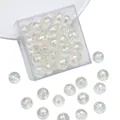 Iridescent acrylic faceted round beads for DIY jewelry making in clear storage box - 8mm / 20Pcs/Pack / Clear