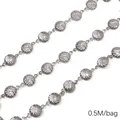 Silver stainless steel spiral disc chain link for handmade DIY jewelry 0.5M bag - 空心圆形样式