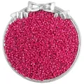 Polished magenta glass seed beads for DIY jewelry displayed in a decorative silver tray - 10g/Pack / 2.5mm / Rose Red