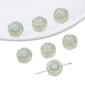 Irisierende grüne Glasblumenperle mit Blütenblattmuster für DIY-Schmuck - 10 Stück/Packung / Grün