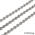 DIY silver stainless steel heart-shaped chain links for jewelry making 0.5M bag - 心形夹珠样式