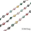 Colorful evil eye bead chain in silver stainless steel for DIY jewelry making 0.5M - 6.0眼睛链样式