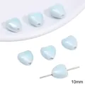 10mm light blue heart-shaped ceramic beads with a pearlescent finish for DIY jewelry - Small Heart Style / 10mm 4 Pieces