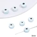 8mm blue ceramic evil eye bead for DIY jewelry making with a flat round shape - Evil Eye Flat Round Shape / 8mm 2 Pieces/Pack