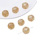 Amber glass aurora flower beads for DIY jewelry making with translucent finish - 10Pcs/Pack / Champagne Gold