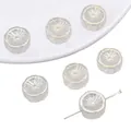 Translucent glass flower beads with iridescent texture and center hole for DIY jewelry - 10Pcs/Pack / AB White