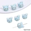Light blue bunny ceramic beads 12x11mm for DIY jewelry making handmade bracelets - Rabbit / 12x11mm 2 Pieces/Pack