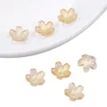 Set of 6 light orange gradient cherry blossom glass beads for DIY jewelry making - Cherry Blossom Champagne Gold