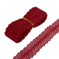 Détail de ruban de dentelle rouge foncé avec texture florale pour accessoires de bricolage - 28mm Largeur (5 Yards/Pack) / Bordeaux