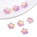 Pearlescent cherry blossom glass beads with purple-yellow gradient for DIY jewelry making - Cherry Blossom Golden Purple
