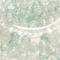 Round mint green crackle glass beads with iridescent finish for DIY jewelry making - Green