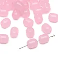 Pink barrel-shaped glass beads with central hole for handmade jewelry DIY bracelet - 20 Pieces Pack / Pink