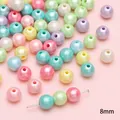 8mm bunte Macaron Acrylperlen für DIY handgemachte Armbänder und Schmuckherstellung - 8mm Perle / 70 Stück/Packung / Zufällige Mischfarben