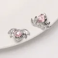 Rosafarbene Herz-Edelstein-Anhänger mit Silberflügeln für DIY-Schmuckzubehör - Herz-Flügel Anhänger (Rosa Glas) / 23x17mm