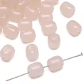 Pale pink translucent cylindrical glass beads with vertical holes for jewelry making - 20 Pieces Pack / Milk Tea