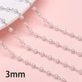 DIY accessory with 3mm white ABS imitation pearls and silver metal chain links - 3mm Artificial Pearl (50cm/Pack) / Silver