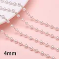 DIY accessory with 4mm white ABS pearls and gold chain links for handmade jewelry - 4mm Artificial Pearl (50cm/Pack) / Gold