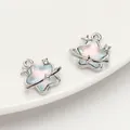 Sternförmiger Planetenanhänger aus Legierung mit irisierender Einlage für DIY-Schmuck - Stern Anhänger (Weiß K Farbe Blaues Glas)