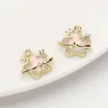 Rosafarbener Sternanhänger aus goldener Legierung mit Strassring für DIY-Schmuckherstellung - Stern Anhänger (Goldfarbe Weißes Glas)