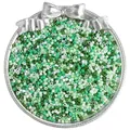 Mix of 1.6-2.5mm green and white glass seed beads in a silver decorative bow tray - 10g/Pack / 2.5mm / Green System