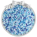 Blue and white cylindrical glass beads for DIY jewelry making in a silver metal tray - 10g/Pack / 2.5mm / Blue Series