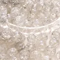 Transparent cracked glass beads with icy flower texture for DIY handmade jewelry crafting - Gray