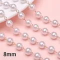 Elegant 8mm white ABS pearl chain with durable gold metal links for DIY jewelry and crafts - 8mm Artificial Pearl (50cm/Pack) / Gold