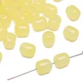 Translucent pale yellow glass date-shaped spacer beads for DIY jewelry making - 20 Pieces Pack / Lemon Yellow