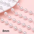DIY accessory with 8mm white ABS pearls connected by silver metal chain links - 8mm Artificial Pearl (50cm/Pack) / Silver