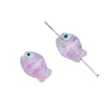 Hand-painted purple glass fish beads for DIY jewelry making with clear hole structure - 14x10mm / Purple