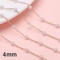 4mm white ABS pearl chain with gold metal link for DIY jewelry and hair accessories - 4mm Artificial Pearl (2cm Interval, 50cm/Pack) / Gold