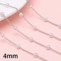 DIY accessory with 4mm white ABS pearls and silver metal chain for jewelry making - 4mm Artificial Pearl (2cm Interval, 50cm/Pack) / Silver