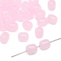 Pink jade-style glass drum beads for DIY jewelry making with smooth glossy finish - 20 Pieces Pack / Light Pink