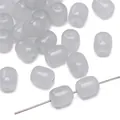Barrel shaped light grey cat eye glass beads for DIY bracelets and necklaces handmade craft - 20 Pieces Pack / Gray