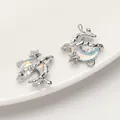 Ciondoli a luna crescente e stella in argento con texture lava per gioielli fai-da-te - Stella Luna 17x18mm Argento Bianco Vetro Blu