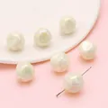 Irregular acrylic fig beads with colorful pearl finish for DIY jewelry making - Size approx 16mm Hole approx 2mm / 5-Pack / Beige