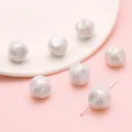 Irregular pearlescent white acrylic beads with rainbow coating for DIY jewelry - Size approx 16mm Hole approx 2mm / 5-Pack / White