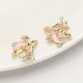 Rosa Mond-Anhänger mit goldenem Korallenrahmen und Stern-Detail für DIY-Schmuck - Stern-Mond Anhänger (Goldfarbe Rosa Glas)