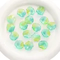 Gradient yellow to green 22x25mm flower glass beads for DIY jewelry making - 3D Lotus Leaf Ruffled Style / 5 Pieces/Pack (22x25mm / 1mm Hole) / Gradient Blue Green Yellow