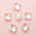 Iridescent white four-petal gradient flower glass beads for DIY jewelry making - 12mm (10pcs/pack) / Imported Colorful