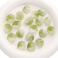 Lace ruffle flower glass beads 22x25mm in gradient green finish for DIY jewelry - 3D Lotus Leaf Ruffled Style / 5 Pieces/Pack (22x25mm / 1mm Hole) / Willow Green