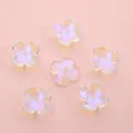 Pink and yellow gradient translucent flower beads with AB coating for DIY jewelry - 12mm (10pcs/pack) / AB Iridescent White