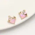 Herzanhänger in Rosa mit Goldrahmen und Zirkon für DIY-Schmuckherstellung - Herz Anhänger (Goldfarbe Rosa Glas)