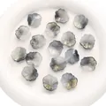 Blue and gold gradient petal-shaped glass beads in a 22x25mm flower-shaped DIY design - 3D Lotus Leaf Ruffled Style / 5 Pieces/Pack (22x25mm / 1mm Hole) / Black Ink Gold
