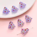 Purple translucent Christmas tree glass bead with colorful dots for DIY jewelry making - 15x16mm (1 Piece/Pack) / Purple