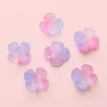 Pink and purple gradient flower beads for DIY jewelry with iridescent glass finish - 12mm (10pcs/pack) / Dreamy Blue-Purple