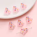 Pink translucent Christmas tree glass bead with colorful dots for DIY jewelry making - 15x16mm (1 Piece/Pack) / Pink